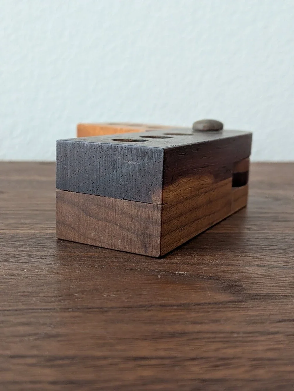 Vintage Handcrafted WoodenHinged Rotating Pen Pencil Holder Desktop Organizer 8